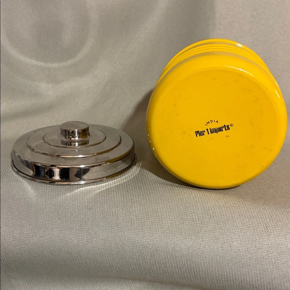 Vintage Pier 1 Imports Yellow With Lid Canister